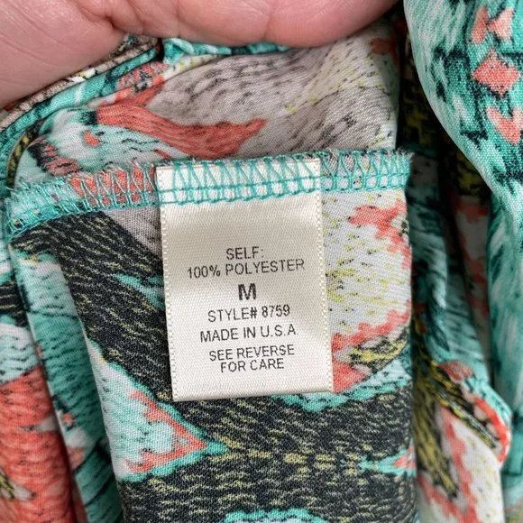 Altar'd State Dress M Aqua Coral Southwest Aztec Flowy Comfortable Maxi Long - Picture 7 of 13